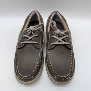 Margaritaville Anchor Boat Shoes Mens 8 Brown Lace Up Leather Mesh Loafers